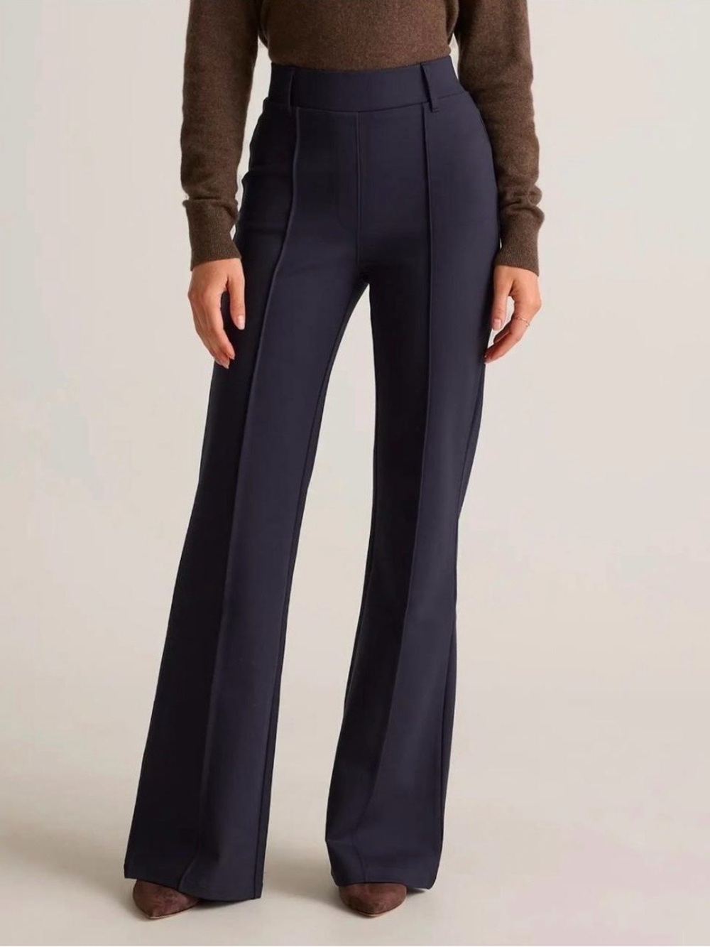 Quince Women’s Ultra-Stretch Ponte Flare Leg Pants